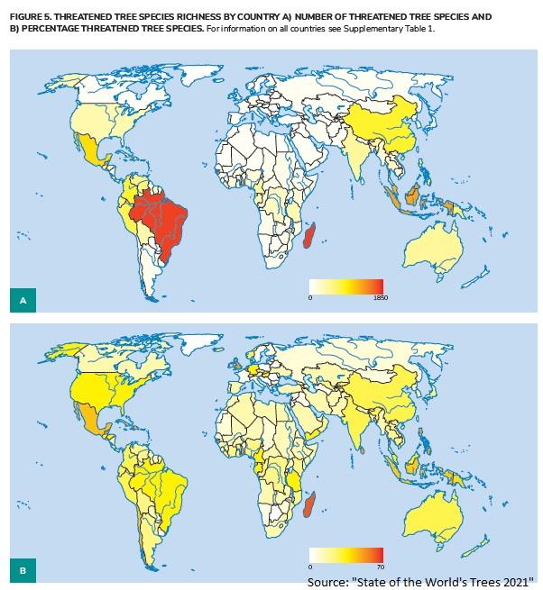 Threatened Tree Species Richness by Country